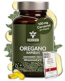 Heldengrün® BIO Oregano Öl Kapseln [HOCHDOSIERT] 100 mg Carvacrol pro Kapsel - Bio Oreganoöl mit +82% Carvacrol aus Griechenland - magensaftresistent, laborgeprüft & vegan - 90 Stück