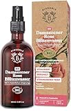 Bionoble Rosenwasser Bio 100ml - Hydrolat aus Damaszener-Rosen 100% Rein und Natürlich - Gesicht, Augenpartie, Körper, Haare - Rose Water - Glasflasche + Spray