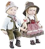 PEARL Sammelpuppe: Sammler-Porzellan-Puppe Set Anna und Anton, 34 und 36 cm (Porzellankopf-Puppe, Künstler-Puppe)