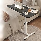 Höhenverstellbarer Betttisch mit drehbarer Tischplatte | Überbetttisch auf Rollen für Behinderte oder ältere Menschen | Überstuhltische mit Rollen | Betttisch