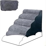 Trhillsbrad Breite Hundetreppe Abdeckung 5 Schritte 62cm hoch für kleine Hunde, High Density Foam Haustier Treppe, waschbare Abdeckung und Rutschfester Boden
