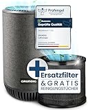 Grundig Luftreiniger Allergiker Air Purifier - Extra leise Hepa Filter + AKTIVKOHLEFILTER filtert 99,9% Schimmel Staub Pollen Viren Raucherzimmer, Luftqualitätsanzeige - 49m2 (Gerät + Ersatzfilter)