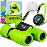 Fernglas für Kinder - Optimales Geschenk für Jungen und Mädchen - Starke Vergrößerung 8X21 – Umfangreiches Set inklusive Lupe & Kompass – Spielzeug für Kinder 3-12 Jahre