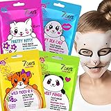 7Days Gesichtsmasken, Hautpflege, Blattmasken-Set, feuchtigkeitsspendend, Anti-Aging, feuchtigkeitsspendend, beruhigend, erfrischend, niedliche Gesichtsmaske, Schönheit, 4 Stück