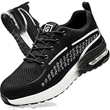 YEKOYIOO Sicherheitsschuhe Herren Leicht Arbeitsschuhe Herren Stahlkappe Schutzschuhe Schnittschutzschuhe Sportliche Safety Shoes rutschfest Atmungsaktiv Grau 42 EU