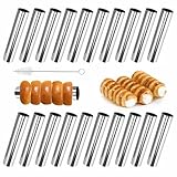 YTSMFL 20 Stück Schaumrollenformen, Cannoli Backform mit Reinigungsbürst Schillerlockenform Edelstahl Cannoli Röhrchen Backform Hörnchen Croissant-Form für Croissant Hörnchen