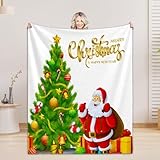 PTNQAZ Gemütliche Weihnachtsdecke, moderner Weihnachtsmann, Baum, Schneemann, Flanell, Geschenkdecke, Digitaldruck, weich und bequem, für Sofa, Zimmer, Reisen, alle Jahreszeiten (Weihnachten, 137 x