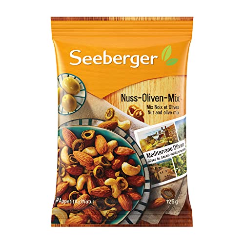 Seeberger Nuss-Oliven-Mix 13er Pack: Geröstete Mandeln und Cashewkerne mit gesalzenen grünen Olivenringen - mediterrane Genussmischung, vegan (13 x 125 g)