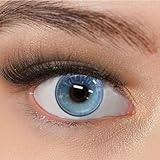 Kontaktlinsen farbig ohne Stärke blau | farbige blaue Jahreslinsen | weiche Linsen | 2 Stück Farblinsen + Linsenbehälter | 0.0 Dioptrien | crazy Farben | Charmiga Sweet Blue