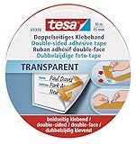 tesa Doppelseitiges Klebeband extra dünn, stark klebend, von Hand einreißbar, ideal für Bastelarbeiten, 10m x 15mm, in hochwertiger Metalldose