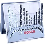 Bosch Accessories Bosch Professional 15tlg. Gemischtes Bohrer-Set (für Holz, Stein, Metall, mit Rundschaft, Ø 3-8 mm, Zubehör für Bohrmaschinen)
