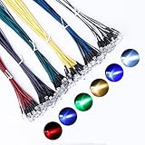 DiCUNO 120 Stück vorverdrahtete Leuchtdioden, 12 V, 5 mm, superhell, 9,4 Zoll (6 Farben x 20 Stück), verschiedene Farben für wissenschaftliche Experimente