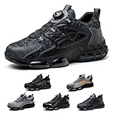 AiryMotion Sicherheitsschuhe Herren Damen Stahlkappe Sneakers Leichte Atmungsaktive rutschfeste Arbeitsschuhe Black 44 EU