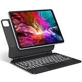 TECURS Tastatur Hülle für iPad Air 11 Zoll (M2 2024) / Air 6/5/4/ iPad Pro 11(4/3/2/1 Gen) mit Trackpad, Magnetische Freischwebende Design, Leicht Tragbar kabellose Tastatur QWERTZ, Schwarz