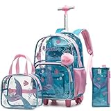 HTgroce Kinder Trolley Rucksack Schultasche Schulranzen Mädchen schultrolleys Schulrucksack Kinderkoffer Rolling Reisegepäck Mehrfachtaschen