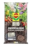 COMPO BIO Universal-Erde für Zimmerpflanzen, Ideal auch als Gemüseerde, für Obst und als Kräutererde, Torffrei, Kultursubstrat, 7,5 Liter, Braun