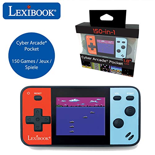 Lexibook JL1895 tragbare Spielekonsole Cyber Arcade Pocket 150-Spiele, 1,8' / 4.5 cm Farb-LCD-Bildschirm, Videospiele für Teenager, blau/rot
