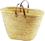 Kobolo Tasche Korbtasche Strandtasche - Palmblatt - Echt Ledergriffen