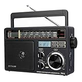 Retekess TR618 Tragbare Radio Batteriebetrieben, Kofferradio für Senioren,AM FM SW, USB SD TF, Küche, für Ältere Menschen (Schwarz)