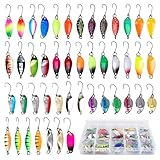 Fishing Forellen Spoon Set, 46 Stück Forellenköder, Blinker Angeln Set, Spoons Forelle Set, Spinner Blinker Set für Barsch, Zander, Hecht, Forelle, 2g/2.5g/3g/3.2g/3.5g/4.5g/5g Köderfisch