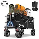 Sekey XXL Plus Bollerwagen Faltbar mit Bremsen 200L 150KG Belastbar, 17x10 cm Extra Breite Reifen All Terrain Bollerwagen, Patentiert Zusammenfaltbar aus Vier Richtungen, XXL-PlusB 4011, Schwarz