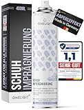 Imprägnierspray Schuhe universal 400ml, Schuh Imprägnierung mit Abperleffekt für einen langanhaltenden Schutz gegen Wasser & Schmutz geeignet für alle Materialien wie Stoffschuhe, Wildleder & Leder