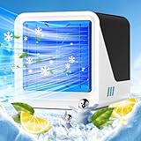 Mobile Klimaanlage, Mobiles Klimagerät Ohne Abluftschlauch 3 Drehzahlen 7 Farblichter USB-Ladung Geräuscharmes, Mobile Klimageräte Luftkühler mit Wasserkühlung für Zuhause Büros Räumen Auto