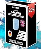 3-Phasen Entkalkungstabletten für Kaffeevollautomaten und Kaffeemaschinen [20x] MADE IN GERMANY | Kompatibel mit Siemens EQ Series, Jura, Krups, Bosch, Miele, Melitta, WMF | Für 20 Entkalkungen