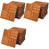 CASARIA® Holzfliesen FSC®-zertifiziertes Akazienholz 3m² Fliese Akazie Mosaik 30x30cm Klicksystem zuschneidbar Terrasse