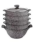 rukauf 2in1 Black Kazan und Dampfkocher, Dampfkochtopf, Mantowarka Kasan mit Granit Keramikbeschichtung 8 Liter 32cm Durchmesser Keramik Design Kochtopf Schwarz