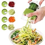 KENNEAS Spiralschneider 4 in 1 Gemüseschneider, Hand Spiralschneider Gemüse, Gemüsehobel für Gemüsespaghetti, Karotte, Gurke,Kürbis, Zucchini, Kartoffel (Grün)
