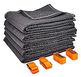 Set von 5 Kortpacks Umzugsfirmenqualität Möbelpackdecken ca 520g/m² - Schwarz, 183x203cm + 1 x Gratis Tragegurte Umzug Transportgurt