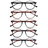 COJWIS 5 Pack Lesebrille Blaulichtfilter fur Damen Herren Federscharnier Brille Anti-Müdigkeit Blendfreie UV Lesehilfe (5 Pack Farbe, 1.50, multiplier_x)