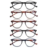 COJWIS 5 Pack Lesebrille Blaulichtfilter fur Damen Herren Federscharnier Brille Anti-Müdigkeit Blendfreie UV Lesehilfe (5 Pack Farbe, 1.75, multiplier_x)