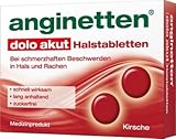 anginetten dolo akut Halsschmerztabletten | schmerzlindernde Lutschtabletten Kirsch-Geschmack | schnell wirksam bei Halsschmerzen & Rachenbeschwerden | beruhigt entzündete Schleimhäute | 24 Tabletten