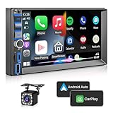 Upgrade Doppel Din Radio mit Wireless A-pple Carplay Wireless Android Auto Autoradio mit Bildschirm, 7 Zoll Car Play Auto Radio 2din Touch Display mit Navi,Bluetooth,GPS,Backup Camera,AM/FM/RDS,TF/SWC