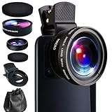 2 in 1 Handy Objektiv, 0.45X Super Wide Angle & 12.5X Macro Phone Camera Lens Cell Phone Camera Weitwinkelobjektive Kamera Linse Kit, für iPhone Android Samsung Meisten Handys und Tablets