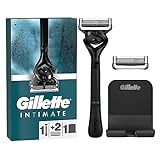 Gillette Intimate Nassrasierer Herren, Rasierer + 2 Rasierklingen, mit Duschaufhänger für einfache Aufbewahrung, Geschenk für Männer
