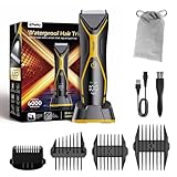 Intimrasierer Mann, IPX7 Wasserdichte Körperrasierer Herren Trimmer Body Elektrorasierer w/Licht, Body Groomer Men Haarschneider Herren Haartrimmer mit Typ-C Aufladen, LCD Display (Schwarz/Gelb)