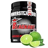 Powerstar BLACKOUT Hardcore Pre-Workout-Booster 600g | Hochdosierter Pump-Booster mit natürlichem Koffein | Fitness, Energie & Fokus | Deutsche Herstellung | Vegan | Green Lemon Trainingsbooster
