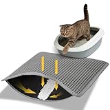 Conlun Katzenklo Matte, 58x42cm Waben Doppelschicht Katzenstreu Matte, Urin- & wasserdichte Katzenmatte Katzenklo, Leicht zu reinigen, rutschfeste Katzenmatte für den Boden, Grau, 2317