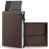 DODENSHA MagSnap Pepple Geldbörse Herren I Slim Wallet mit XL Münzfach I Wallets for Men I Portmonee Herren I RFID Schutz I Braun Silber