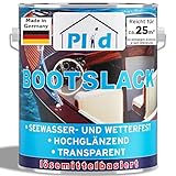 PLID® Bootslack Farblos Glänzend für Holz - Klarlack Holz Wasserfest - Küchenarbeitsplatte lackieren - Lack für Parkett, Treppen, Gartenmöbel und Theken - Holzlack Yachtlack - Made in Germany 2,5l