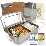 Dimono® Lunchbox Brotdose 2400ml Auslaufsichere Bento-Box Brotzeit-Dose aus Edelstahl; Wasserdichte Nachhaltige Dose mit Fächer & Dichtungen