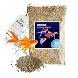 Teich Sticks Mix einfarbig 20 Liter (2X 10 L) Beutel, Premium Alleinfuttermittel, Fischfutter, Koifutter, Goldfischfutter, Teichfutter, Teichfischfutter mit Vitaminen Tricolore, Nicht Trübend
