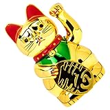 Amosfun Winkende Hand Glückskatze Einladende Katzenverzierung Desktop-glückskatzenfigur Dekor Für Auto Winkende Pfotenkatze Maneki Neko Figur Glückskatzendekorationen Golden Plastik