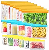 20er Pack Wiederverwendbare Aufbewahrungsbeutel, BPA-freie Gefrierbeutel, Sandwichbeutel, Silikon-Lebensmittelbeutel - Auslaufsichere Lunchpakete für Reiseschmuck