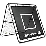 BAGAIL Doppelseitiges Rebounder-Netz, Fußballnetze, verstellbare Winkel, anpassbare Struktur, Rebound-Netz mit Ziel für Geschicklichkeitstraining, tragbare Fußballtore für den Garten, 120x120cm