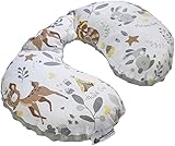 Medi Partners NACKENKISSEN Kinder Nacken Nackenstütze 100% Baumwolle/Minky Baby Nackenhörnchen für Auto Kinderwagen autofahrt Reisen Schlaf Hals Kissen Schlummerrolle (REH mit grauem Minky)