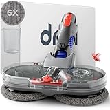 Dripl Wischaufsatz für Dyson V7/V8/V10/V11/V15/Gen5 Staubsauger, Elektrischer Bodenwischer mit Abnehmbaren Wassertank und 6 Waschbare Mopps + 1 Füllbehälter